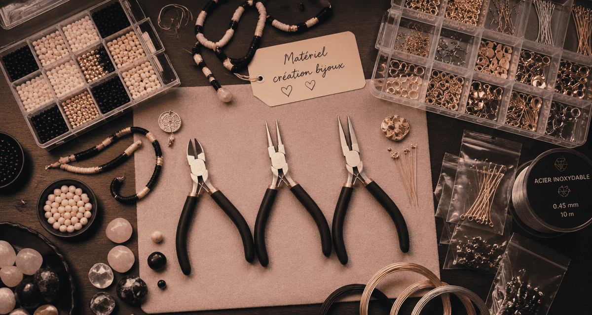 materiel pour creation bijoux avec 3 pinces et accessoires
