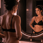 a partir de combien de kilos perdu la peau pend femme miroir salle de bain