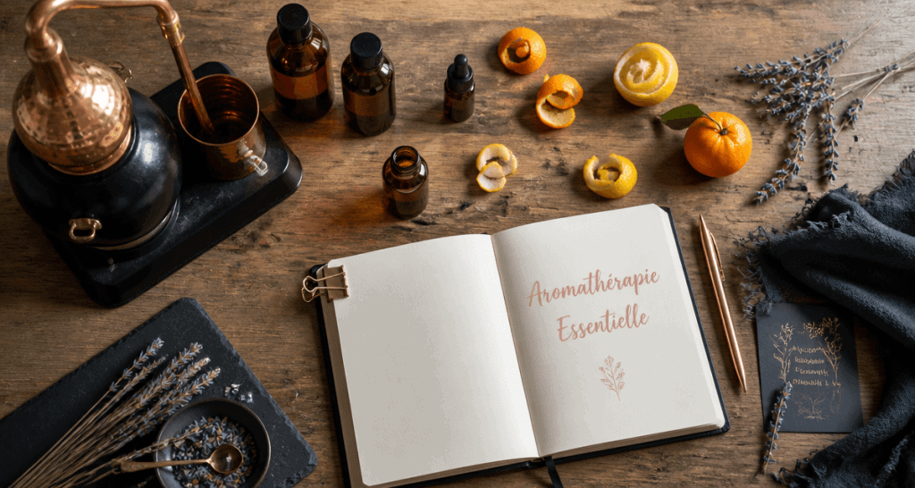 aromathérapie définition flacons huiles essentielles agrumes lavande