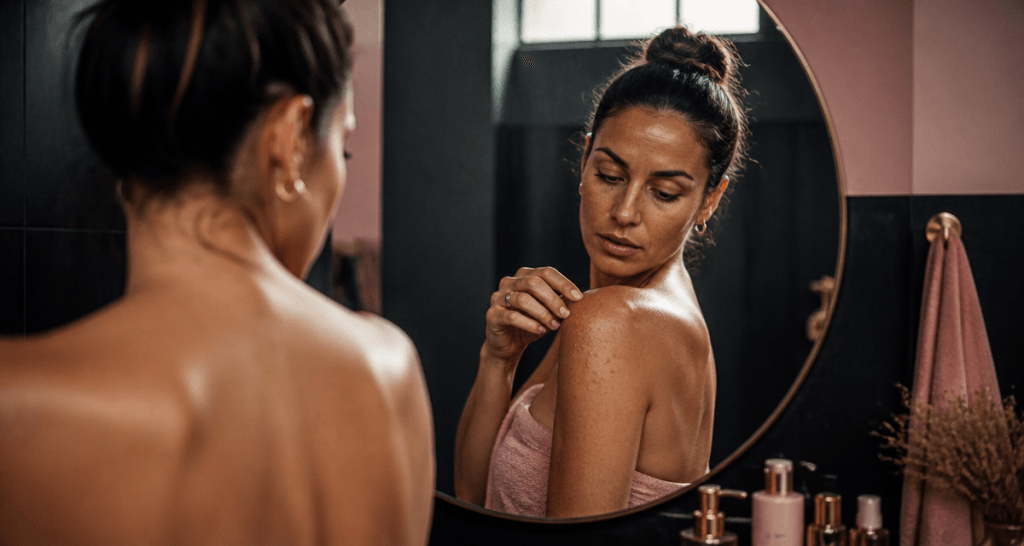 bouton de chaleur adultes sur épaule femme