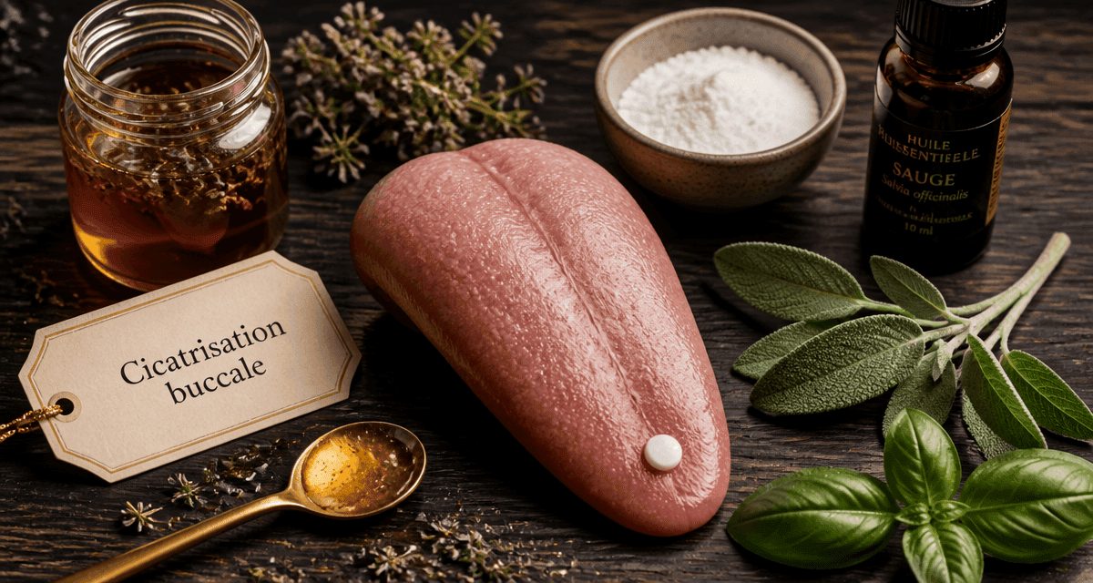 bouton sur la langue remède naturel miel sauge bicarbonate