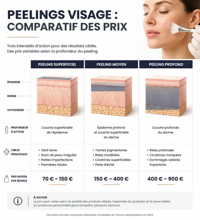 Comparatif des prix des peelings visage selon la profondeur de l'intervention