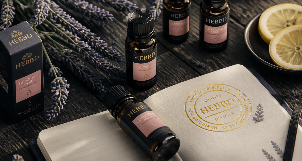 flacons huiles essentielles marques fiables sur table