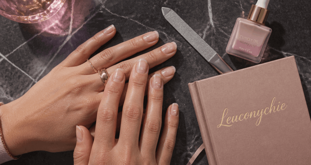 lignes blanches sur les ongles mains naturelles