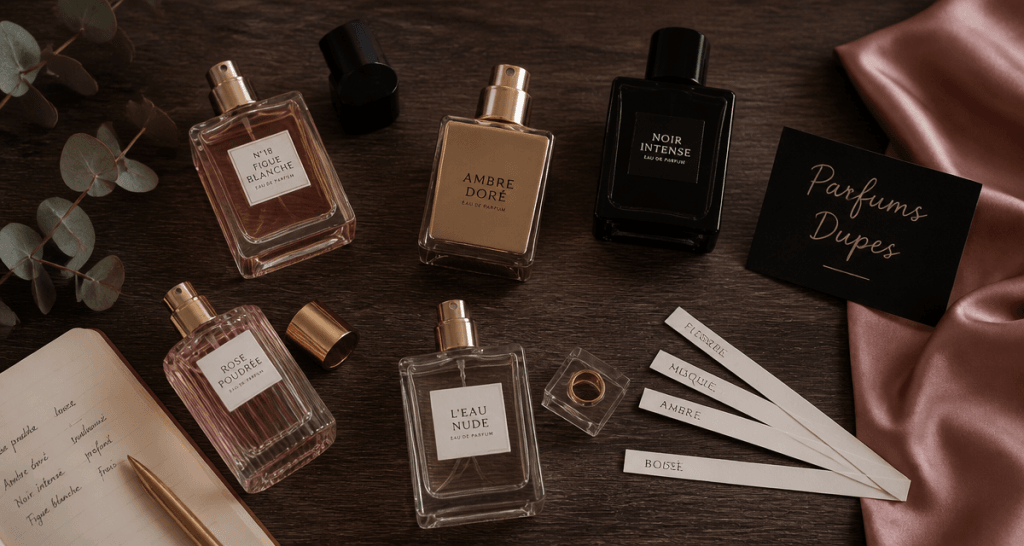 liste dupe #parfum action flacons parfum minimalistes ambiance chic