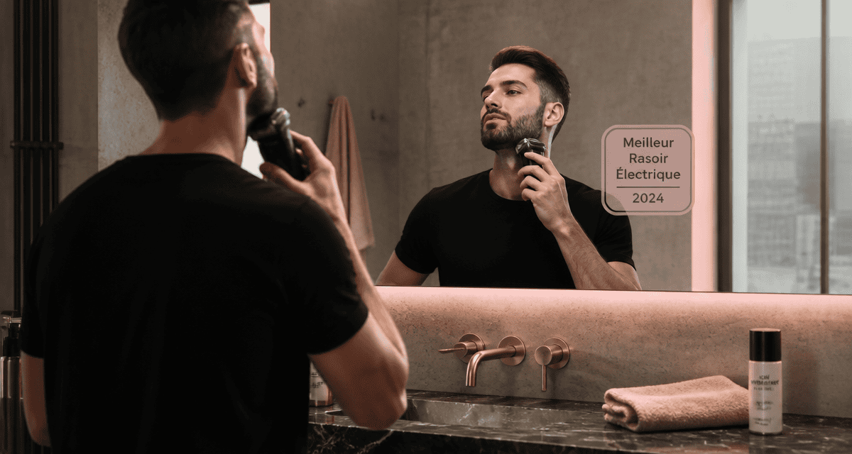 Meilleur rasoir électrique homme 2024 utilisé dans une salle de bain moderne