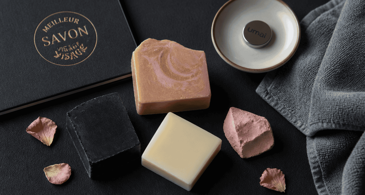 Meilleur savon pour visage, savons solides artisanaux sur fond noir