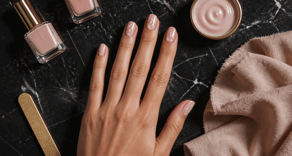 ongle blanche avec taches, choc ou mycose