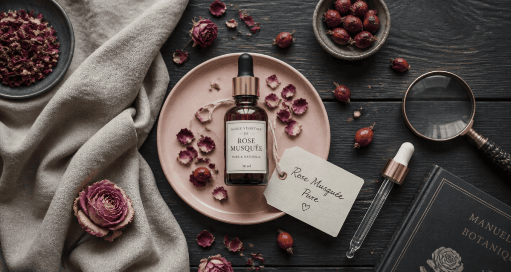 quelle est la meilleure huile de rose musquée flacon pétales