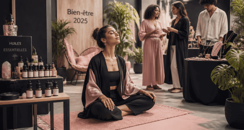 Scène salon du bien etre 2025 femme huiles essentielles