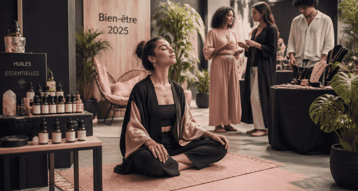 Scène salon du bien etre 2025 femme huiles essentielles