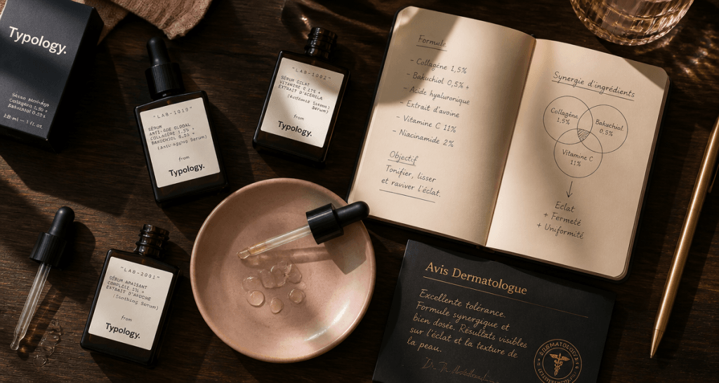 typology avis dermatologue flacons sérum carnet