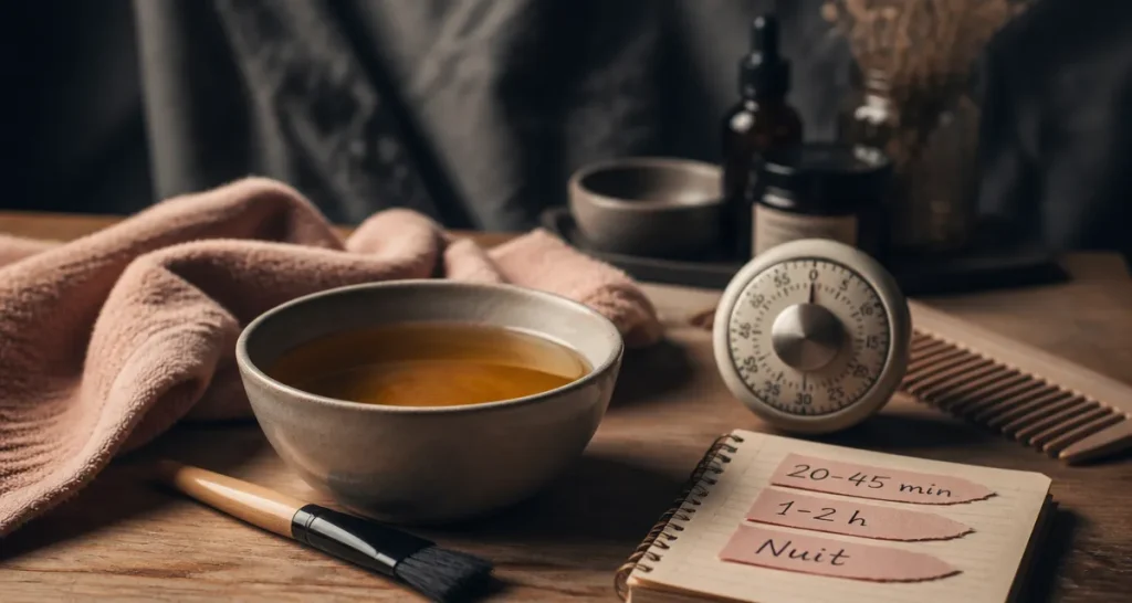 Bain d’huile cheveux combien de temps : 30 minutes ou toute la nuit
