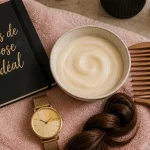 Combien de temps laisser poser un masque cheveux, flat lay salle de bain