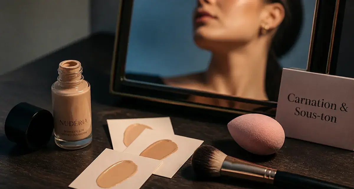 Comment choisir son fond de teint : teinte sans effet masque, test mâchoire-vers-cou