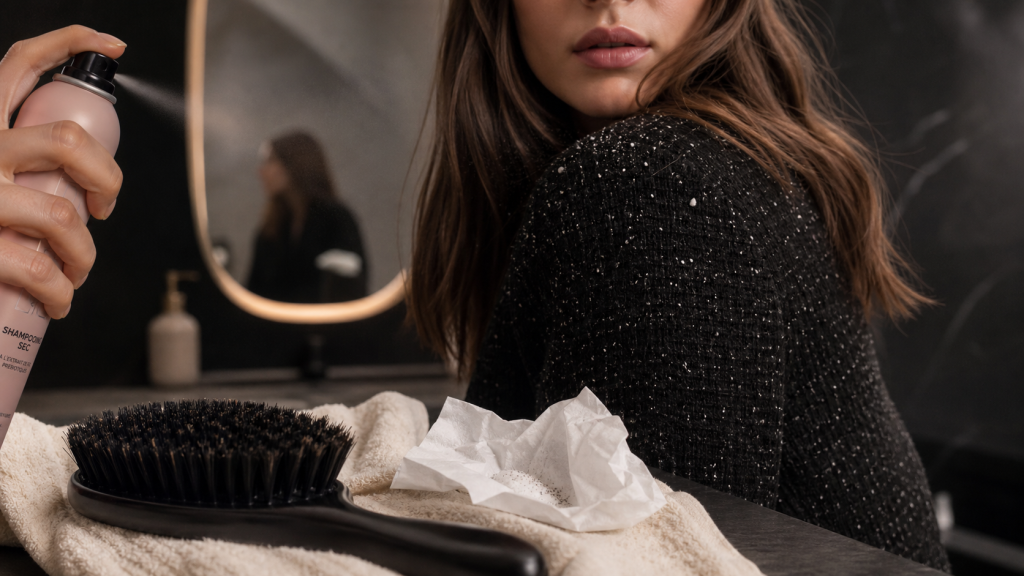 Comment enlever les pellicules sans se laver les cheveux : flocons sur veste et brosse, astuces express