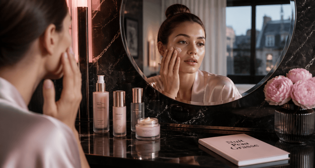 crème de nuit peau grasse femme miroir