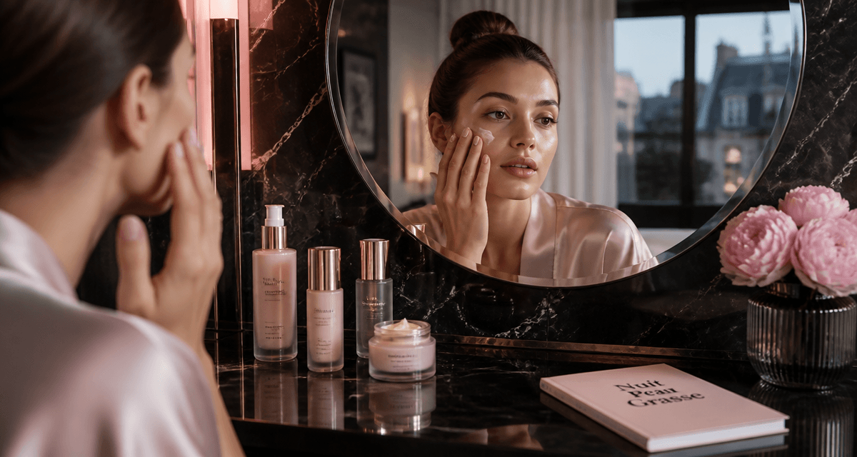 crème de nuit peau grasse femme miroir