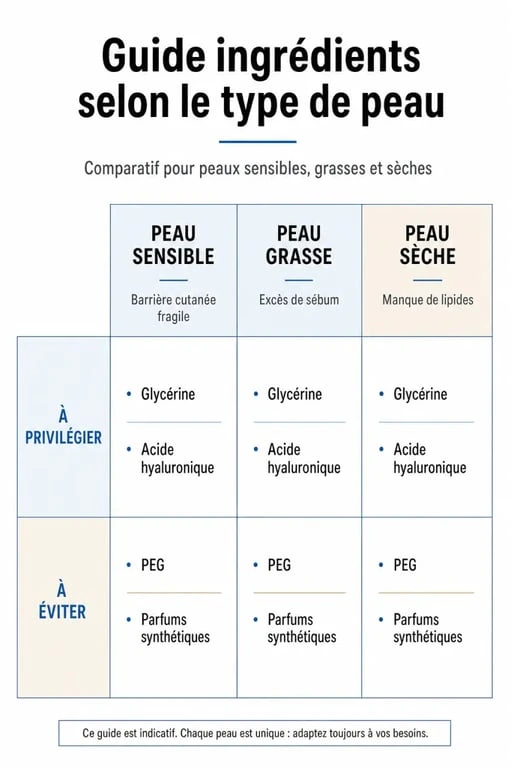 Infographie comparative pour choisir la meilleure eau micellaire selon son type de peau et sa composition.