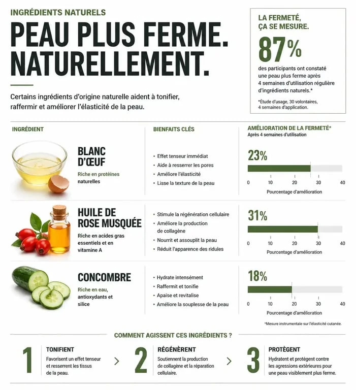 Infographie sur les remèdes de grand-mère pour raffermir la peau naturellement