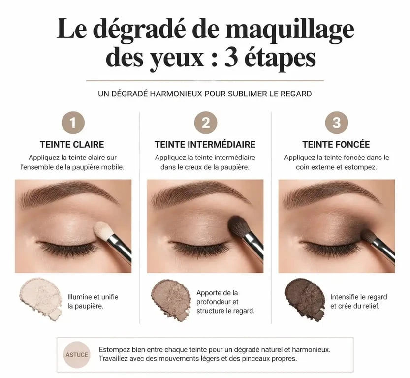 Étapes pour réussir le maquillage des yeux avec un dégradé professionnel