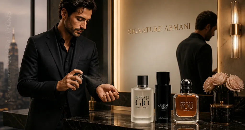 giorgio armani parfum homme code et acqua di gio sur coiffeuse