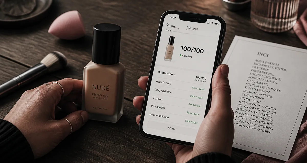 Meilleur fond de teint yuka 100/100 : flacon clean et scan