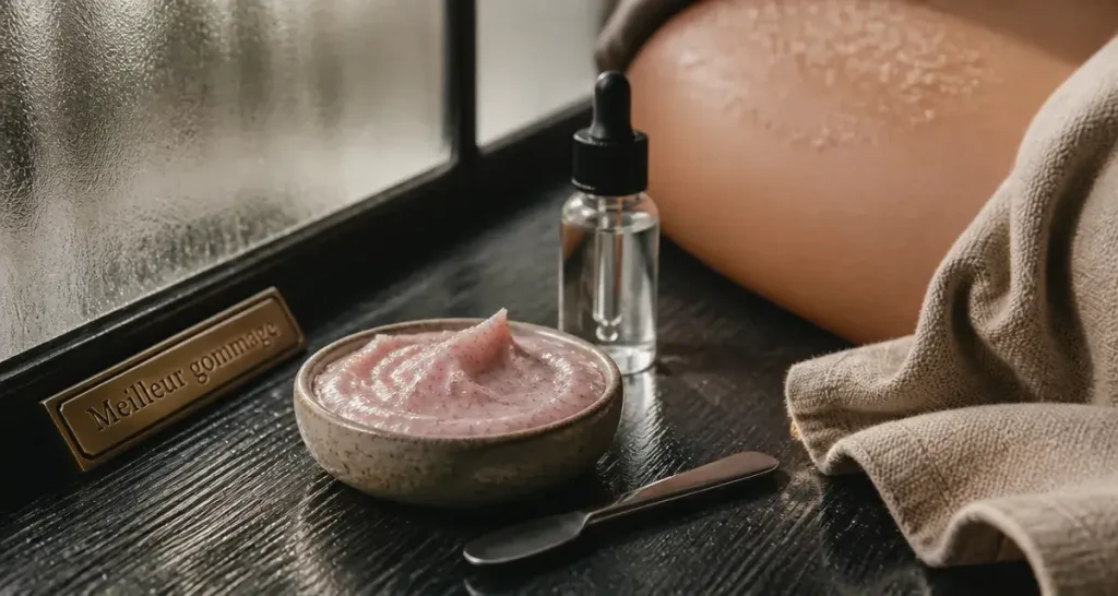 Meilleur gommage visage : gommage crème rosé sur peau