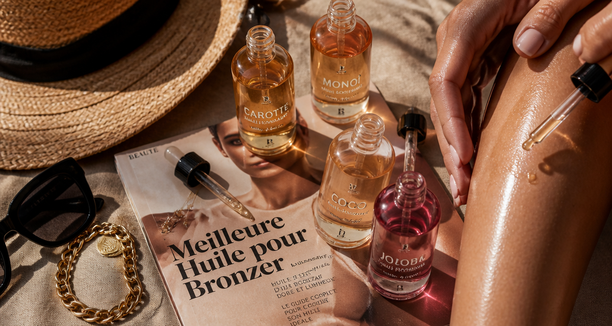 meilleur huile pour bronzer flacons sur table été