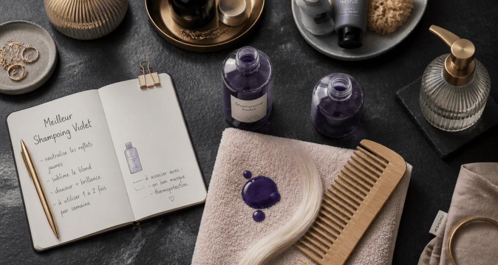 meilleur shampoing violet flacons et accessoires blond