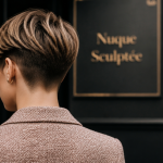 nuque hyper stylée coupe courte femme moderne de dos