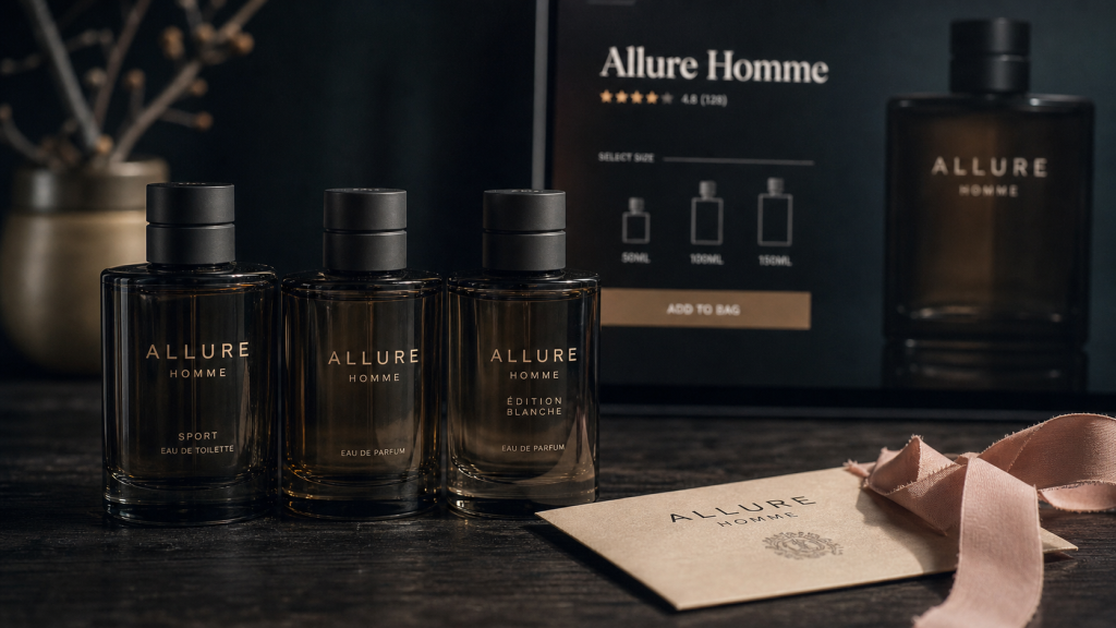 Allure parfum homme : flacons eau de toilette et eau de parfum à comparer