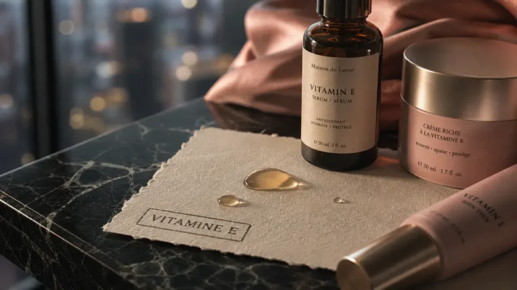Bienfaits vitamine E pour la peau : sérum antioxydant hydratant