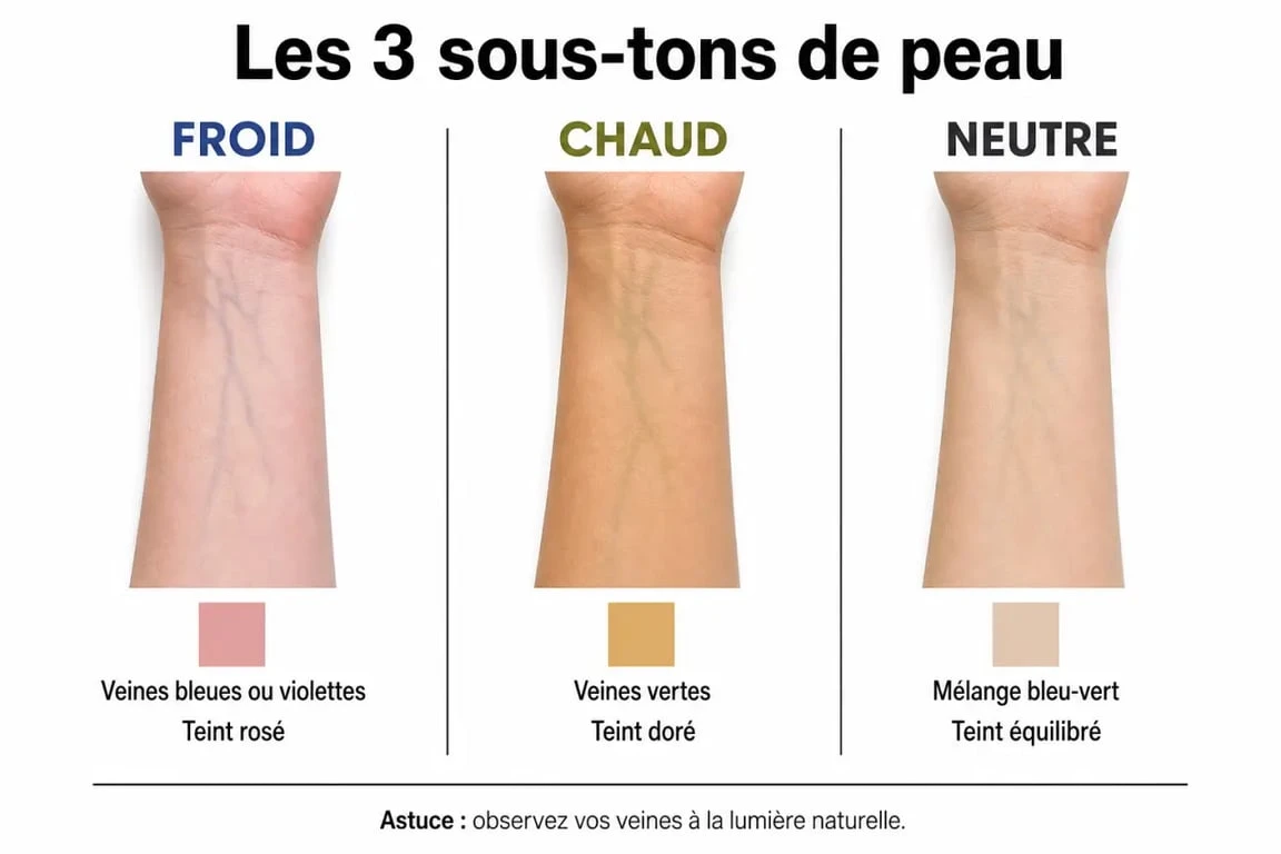Infographie pour trouver sa teinte de fond de teint selon son sous-ton