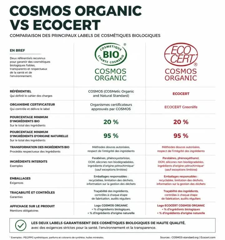 Infographie comparative des labels pour choisir son rouge à lèvres bio