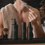 Hommes soins du visage : rasage net, crème hydratante et SPF
