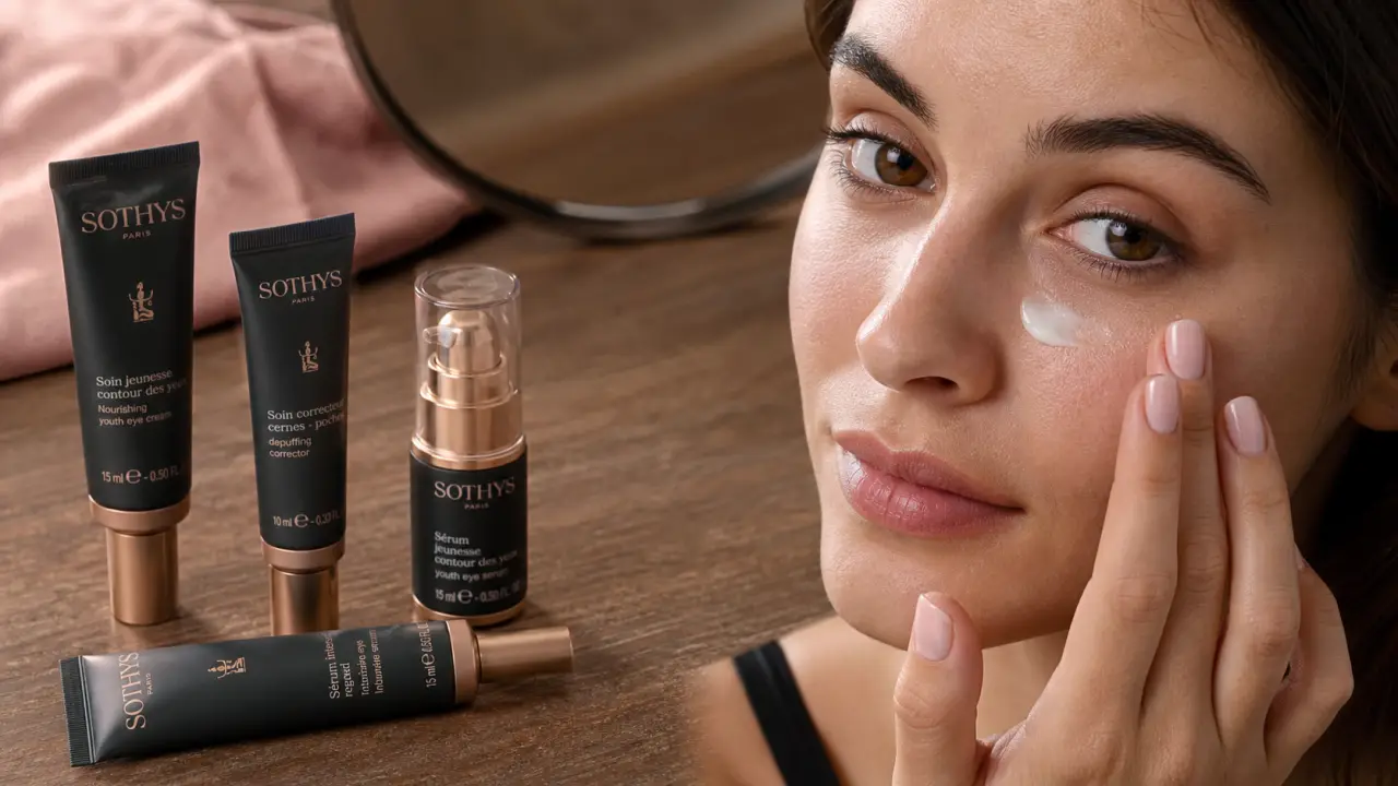 Meilleur contour des yeux : crème appliquée sur l’os orbital, gros plan autour des yeux