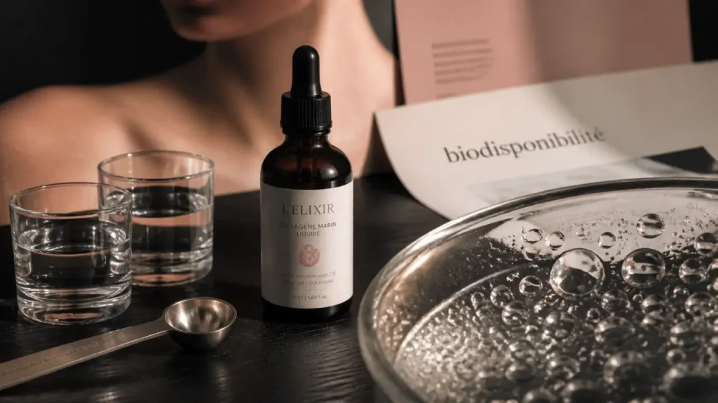 Collagène marin liquide avis : flacon et gouttes