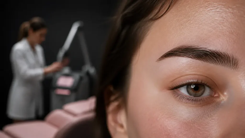 Detatouage sourcils au laser : gros plan sourcil après séance