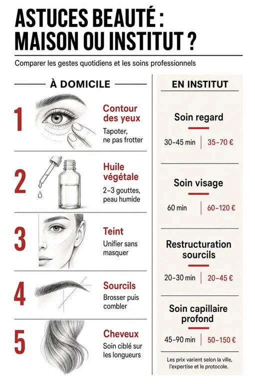 Astuces et beauté : comparaison entre gestes beauté à domicile et soins en institut