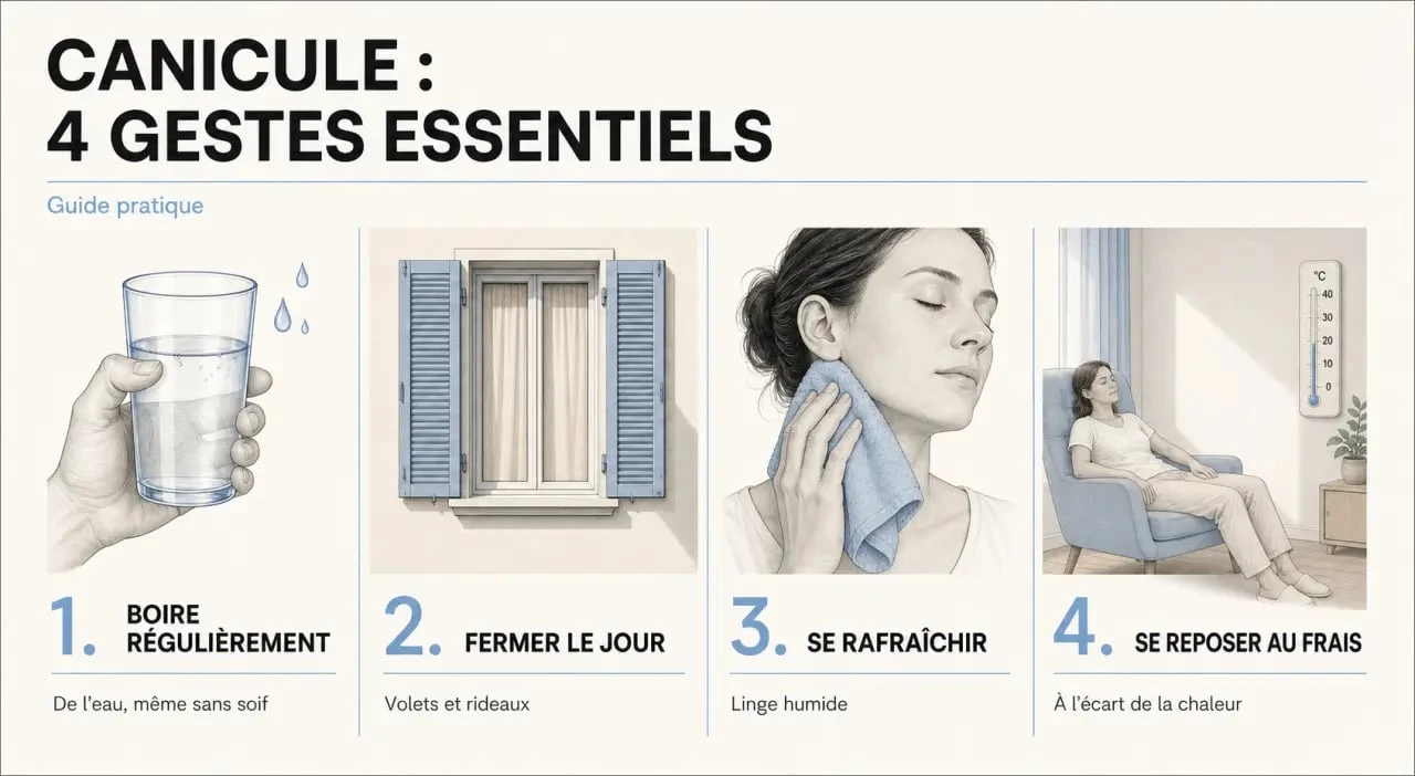 Que faire pendant la canicule : boire de l’eau, fermer les volets et se rafraîchir