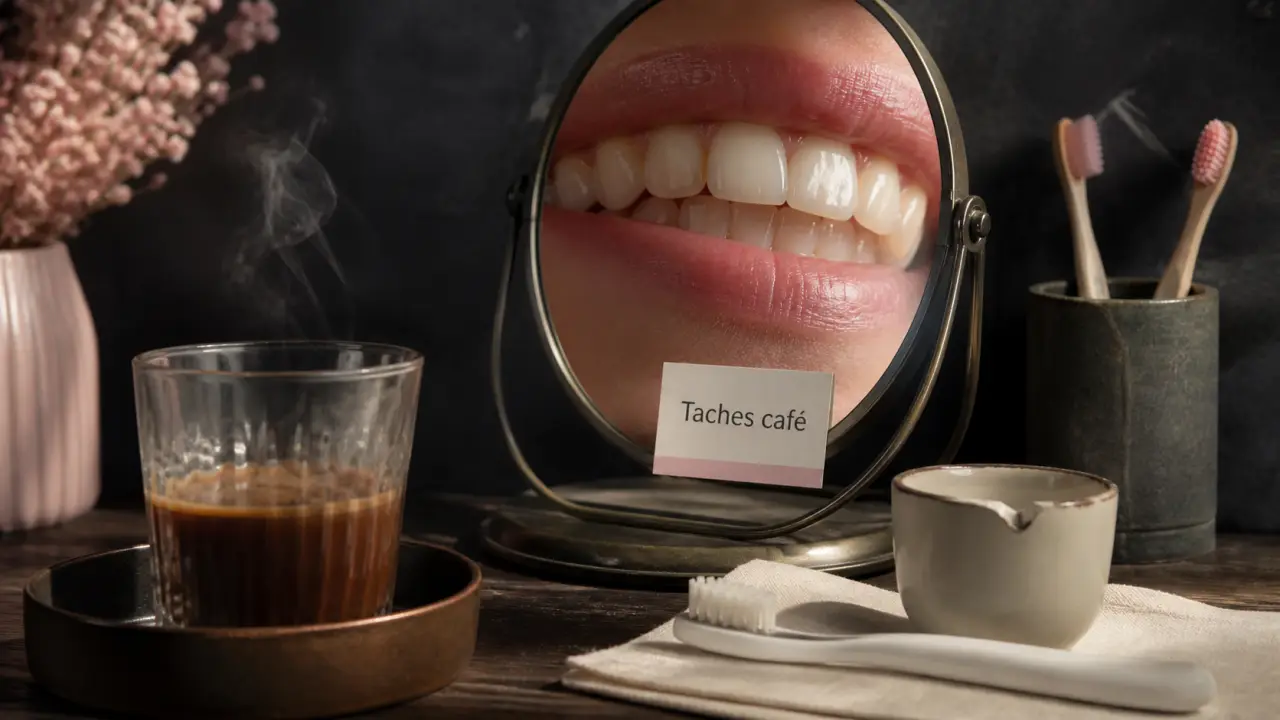 Taches café dents : dents jaunies par le café et brosse à dents