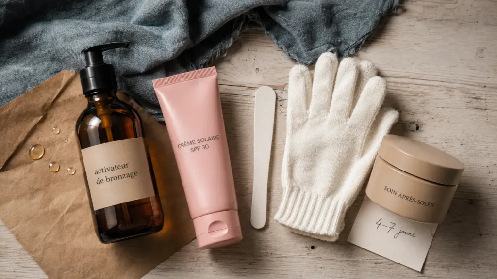Accélérateur de bronzage puissant : activateur, crème SPF et après-soleil