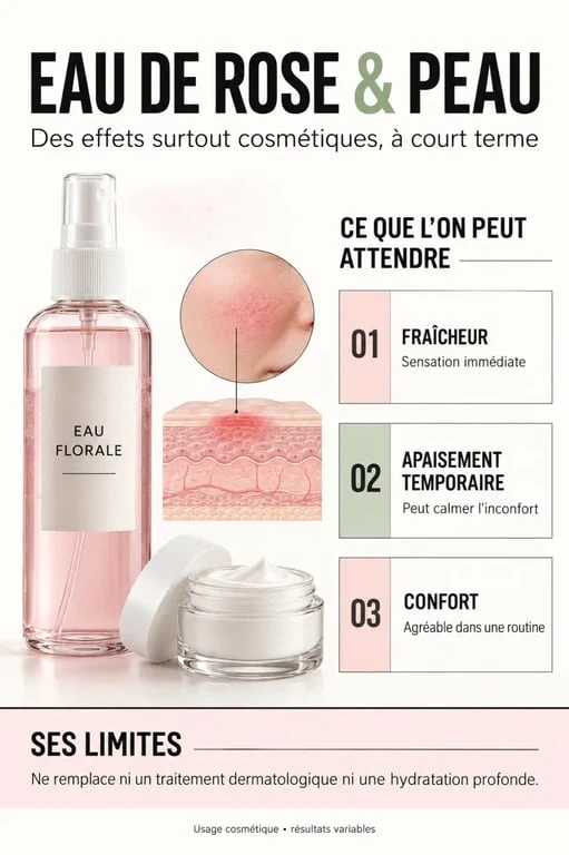 Eau de rose bienfait : apaisement temporaire, fraîcheur et confort de la peau