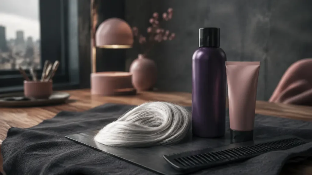 Cheveux blancs jaunis : neutraliser le jaune sans assécher la fibre