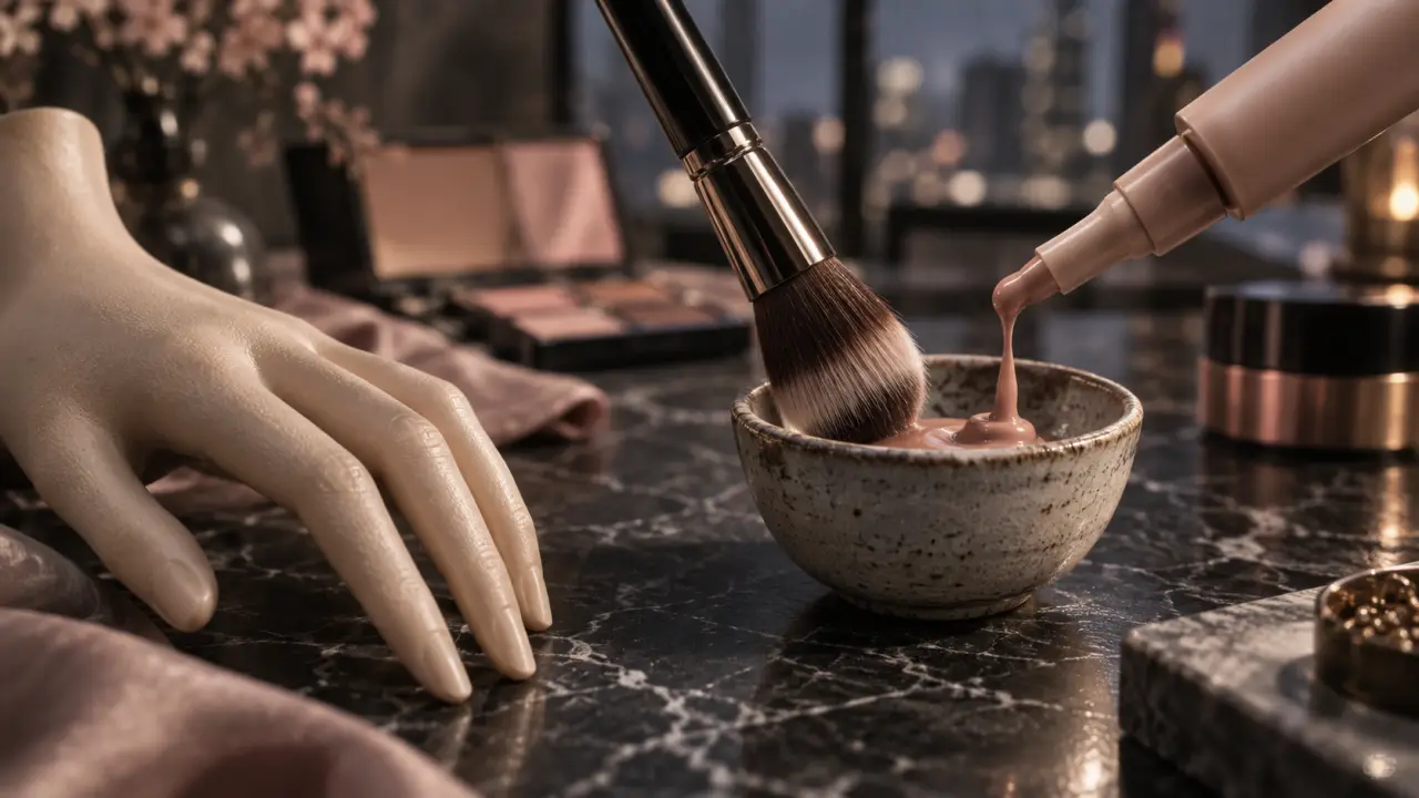 Meilleure base de teint rosée nude appliquée au pinceau